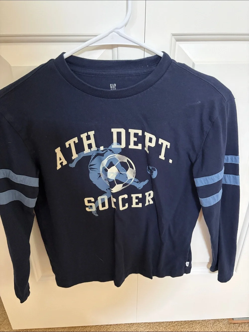 GAP Navy Blue Long Sleeve Soccer Graphic Tee